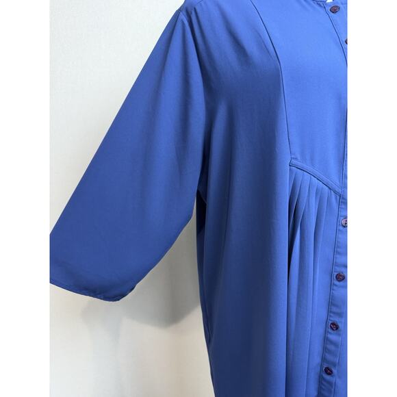 Susan Graver Navy Blue Women's Top Blouse Tunic Button Up Pinch Pleated SZ XL - Picture 3 of 16